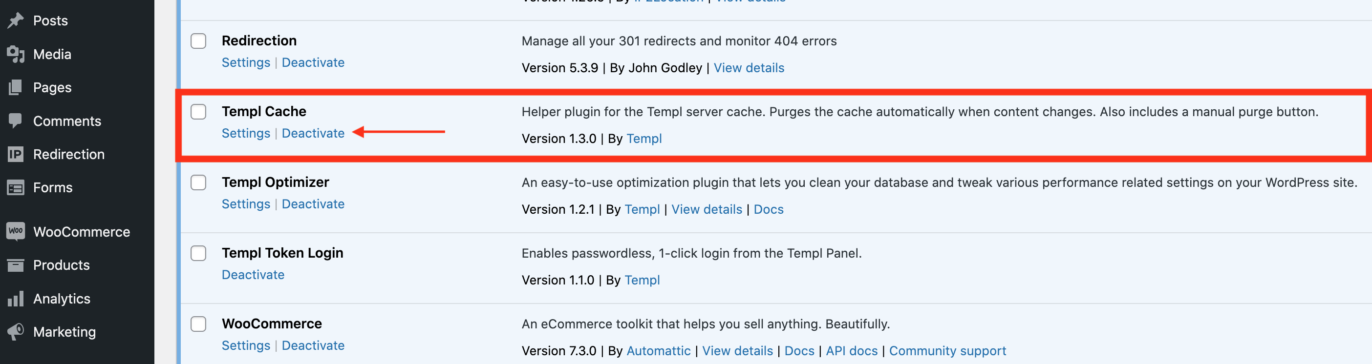 Deactivating the Templ Cache helper plugin to disable the page cache