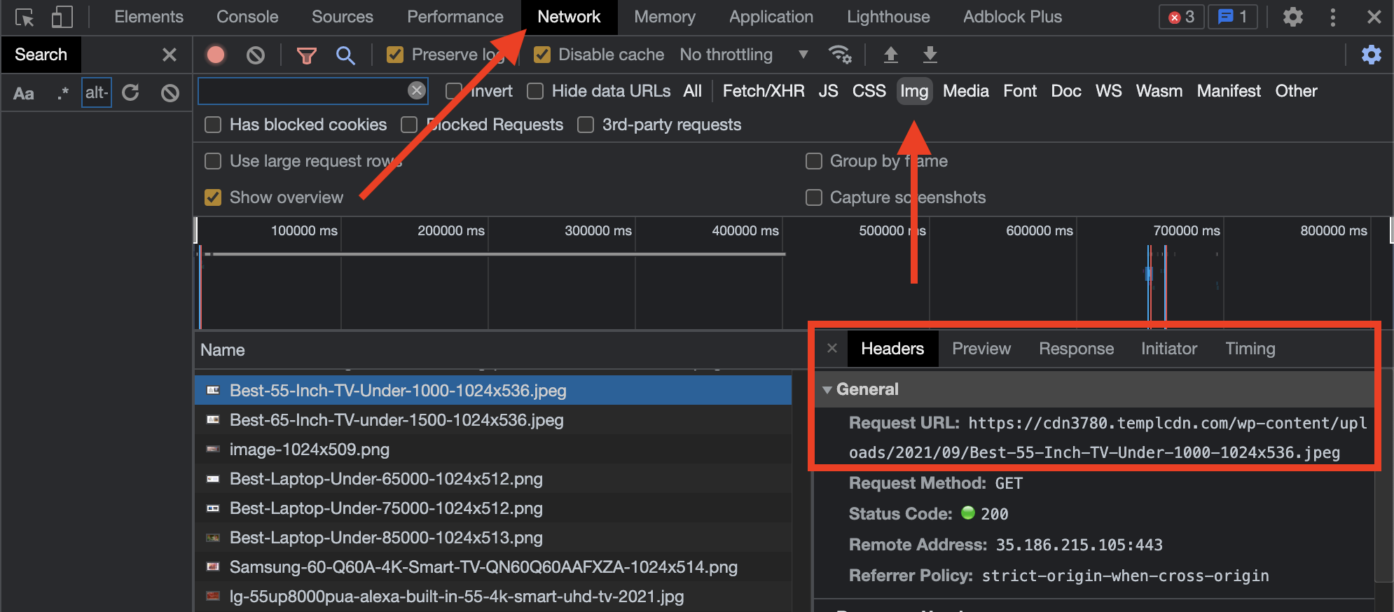 Resources loading from the CDN address in the Chrome Network tab