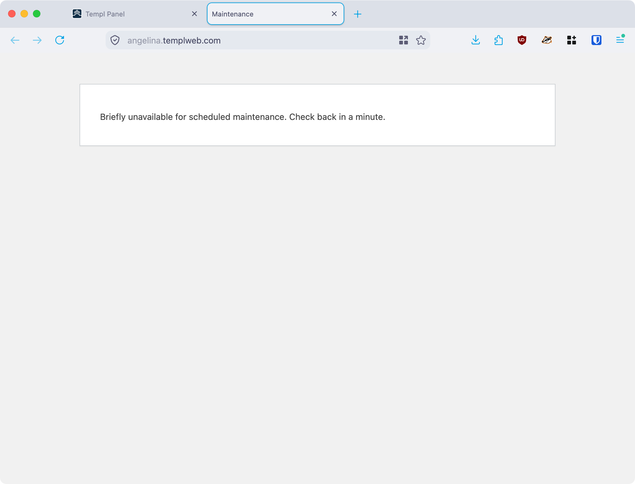 WordPress maintenance mode message shown to visitors